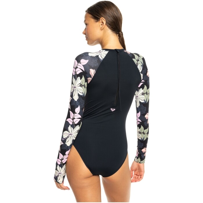 2024 Roxy Womens Sunny Floral Long Sleeve Onesie ERJWR03781 - Anthacite Sunny Floral Swim